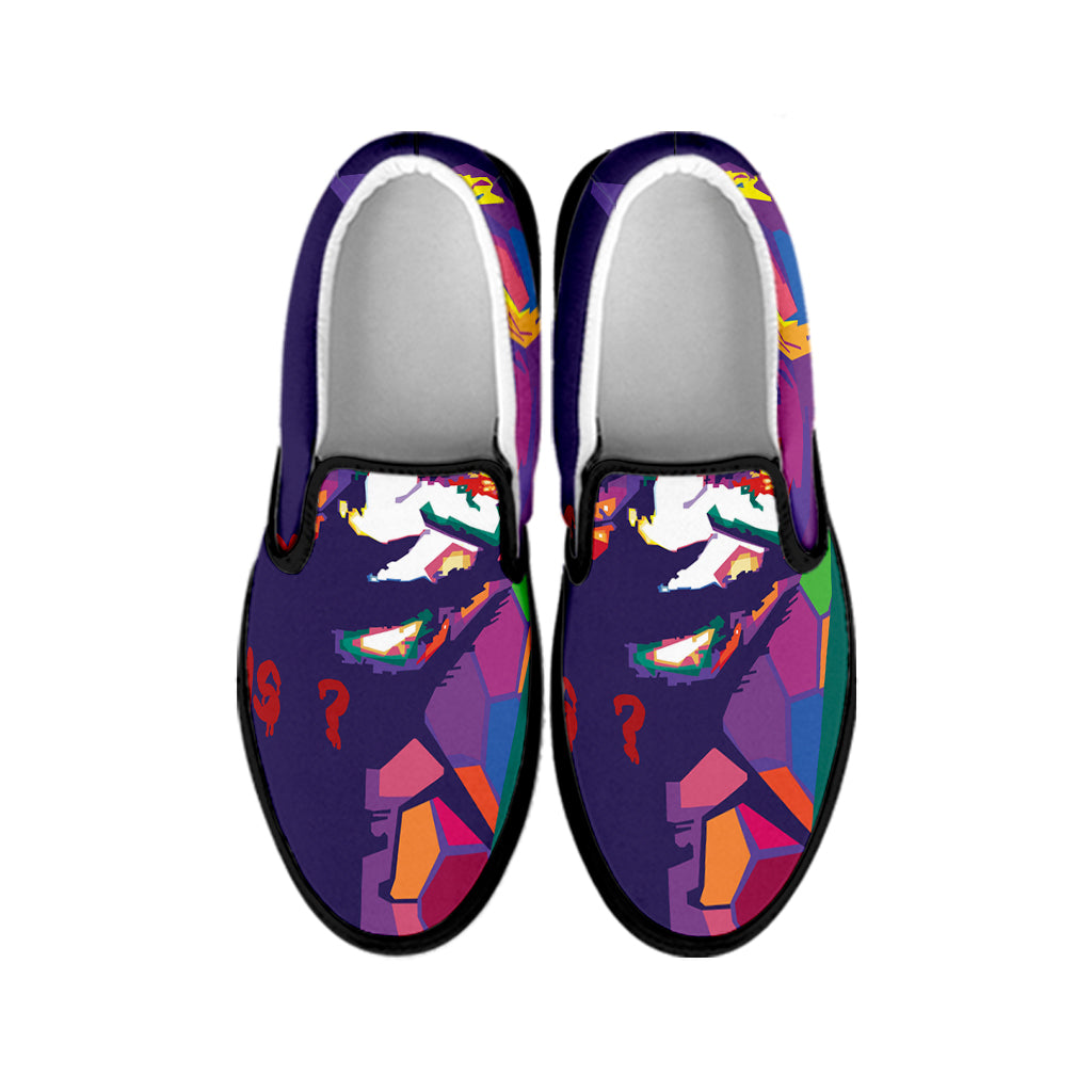 Colorful Joker Why So Serious Print Black Slip On Shoes