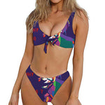 Colorful Joker Why So Serious Print Front Bow Tie Bikini