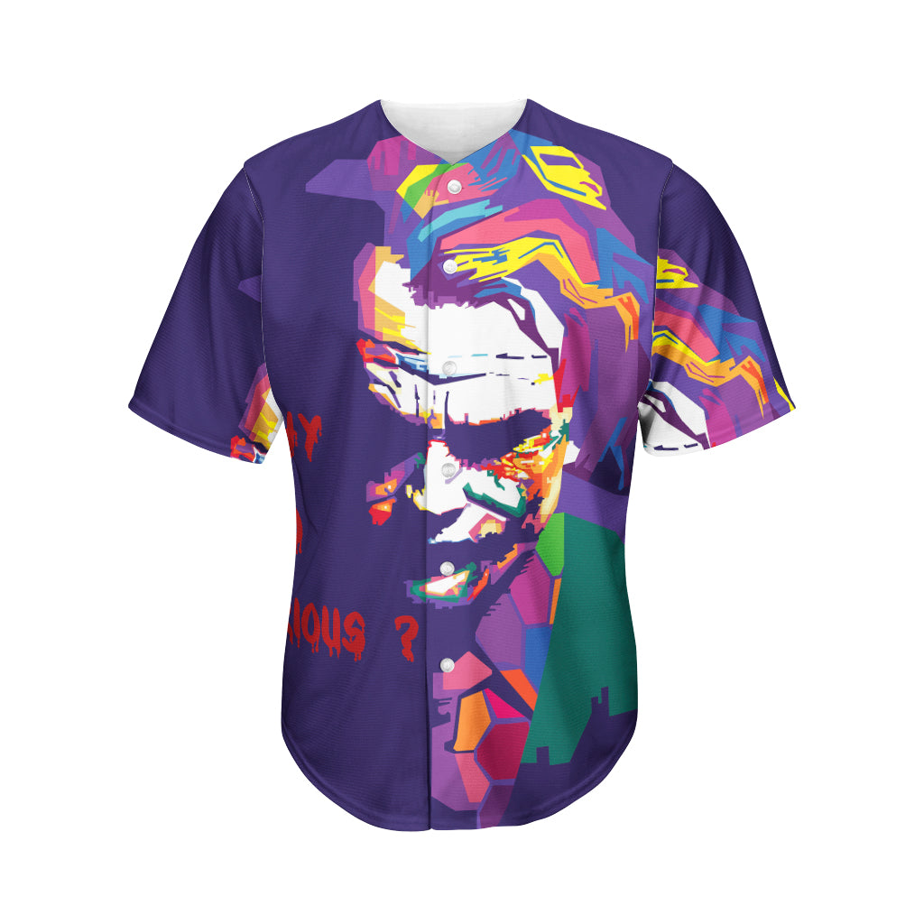 Colorful Joker Why So Serious Print Men's Baseball Jersey