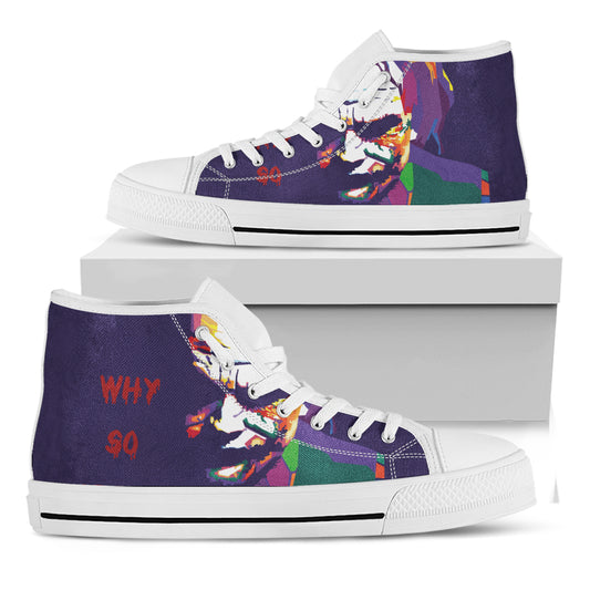 Colorful Joker Why So Serious Print White High Top Shoes