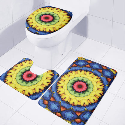 Colorful Kaleidoscope Print 3 Piece Bath Mat Set