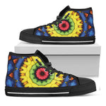 Colorful Kaleidoscope Print Black High Top Shoes
