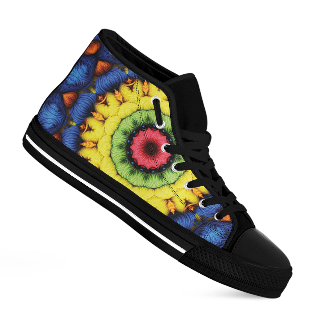 Colorful Kaleidoscope Print Black High Top Shoes