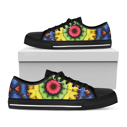 Colorful Kaleidoscope Print Black Low Top Shoes