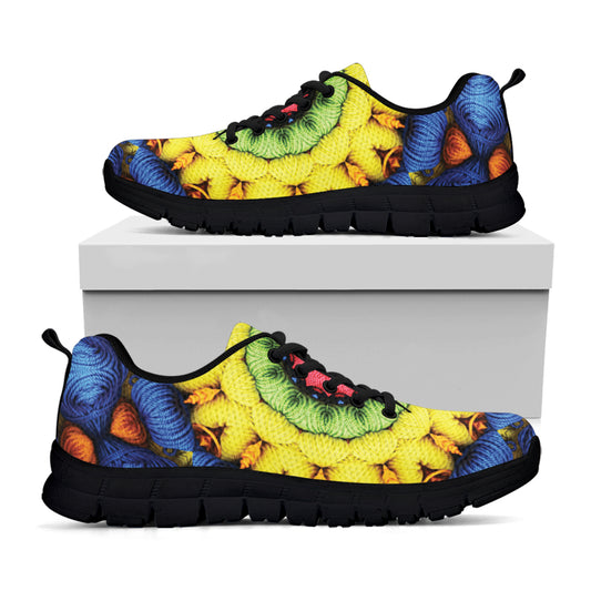 Colorful Kaleidoscope Print Black Sneakers