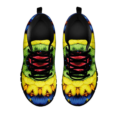 Colorful Kaleidoscope Print Black Sneakers