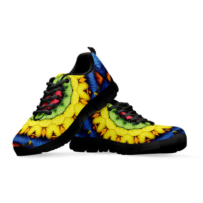 Colorful Kaleidoscope Print Black Sneakers