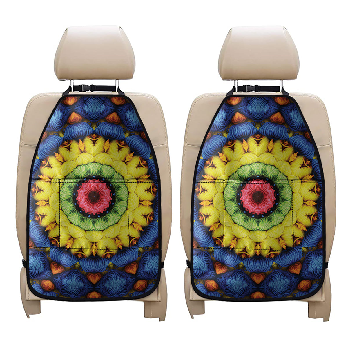 Colorful Kaleidoscope Print Car Seat Organizers