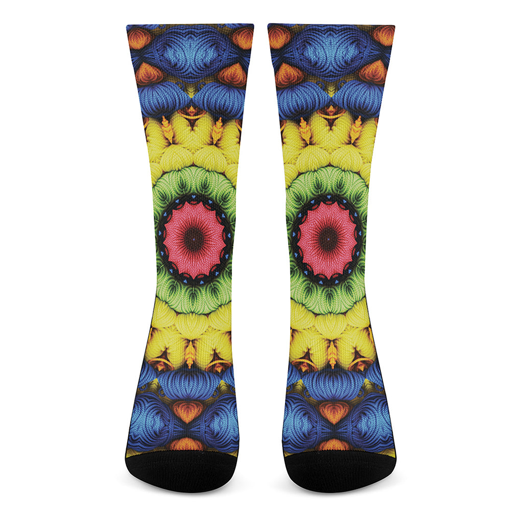 Colorful Kaleidoscope Print Crew Socks