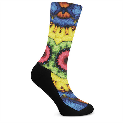 Colorful Kaleidoscope Print Crew Socks