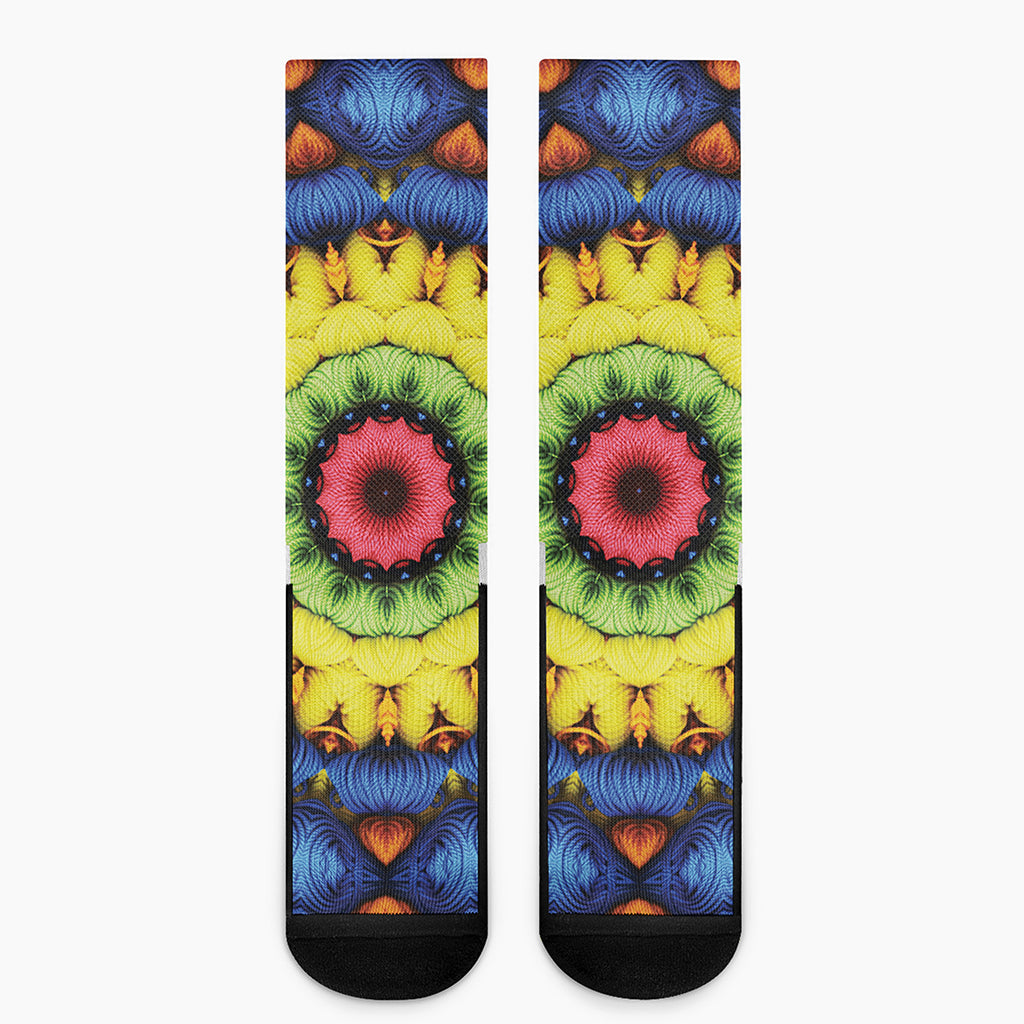 Colorful Kaleidoscope Print Crew Socks