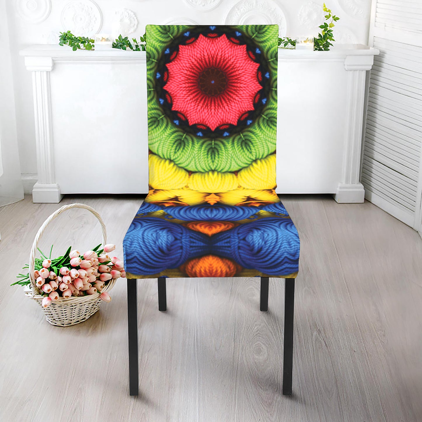 Colorful Kaleidoscope Print Dining Chair Slipcover