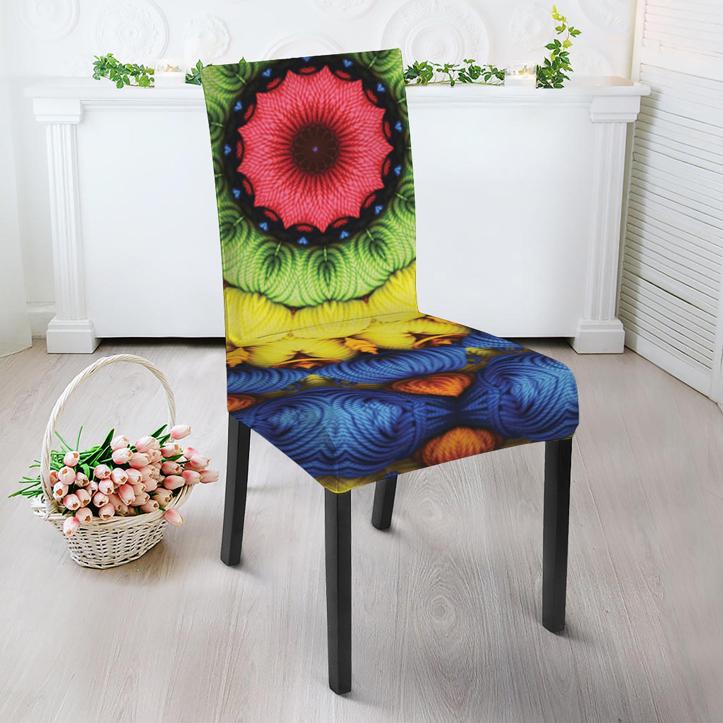 Colorful Kaleidoscope Print Dining Chair Slipcover