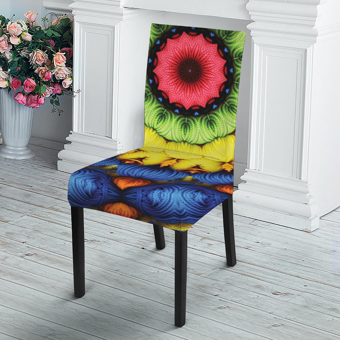 Colorful Kaleidoscope Print Dining Chair Slipcover
