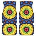 Colorful Kaleidoscope Print Front and Back Car Floor Mats