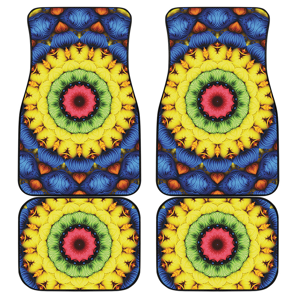 Colorful Kaleidoscope Print Front and Back Car Floor Mats