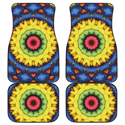 Colorful Kaleidoscope Print Front and Back Car Floor Mats