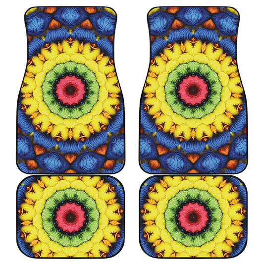 Colorful Kaleidoscope Print Front and Back Car Floor Mats