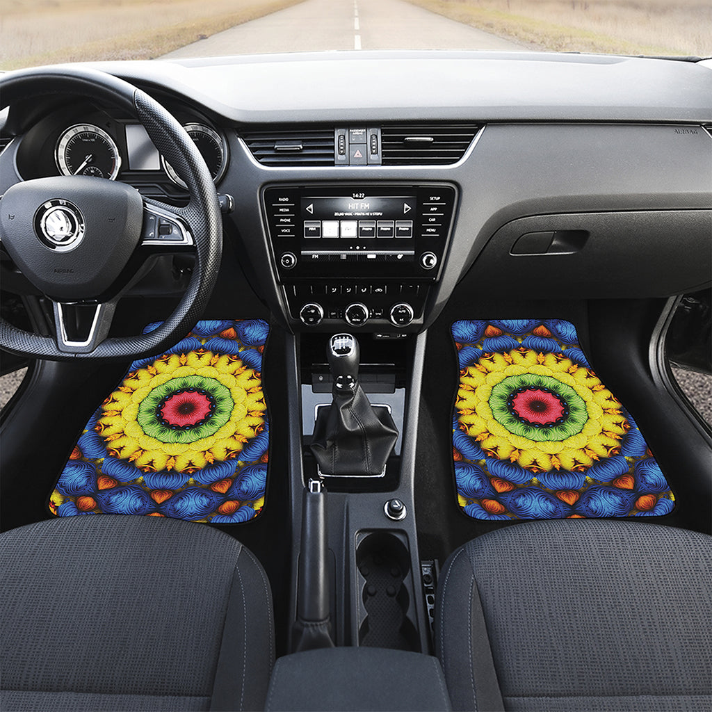 Colorful Kaleidoscope Print Front and Back Car Floor Mats