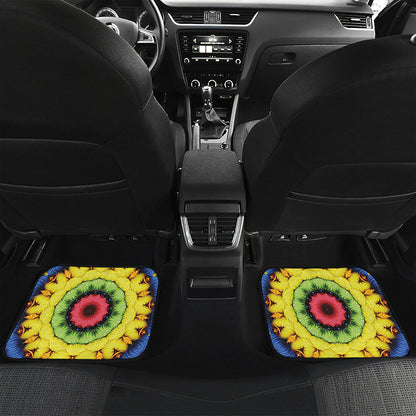 Colorful Kaleidoscope Print Front and Back Car Floor Mats