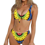 Colorful Kaleidoscope Print Front Bow Tie Bikini