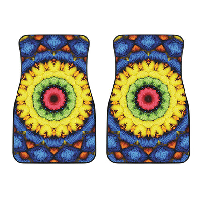 Colorful Kaleidoscope Print Front Car Floor Mats