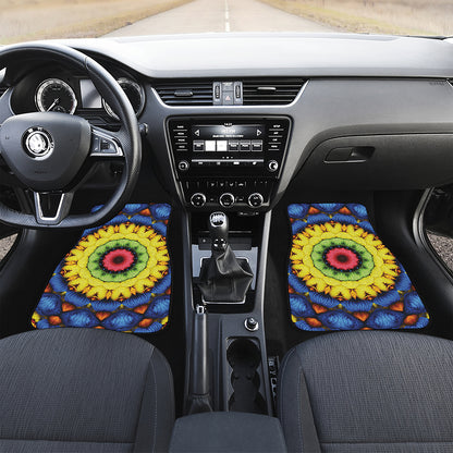 Colorful Kaleidoscope Print Front Car Floor Mats