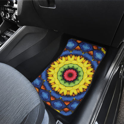 Colorful Kaleidoscope Print Front Car Floor Mats