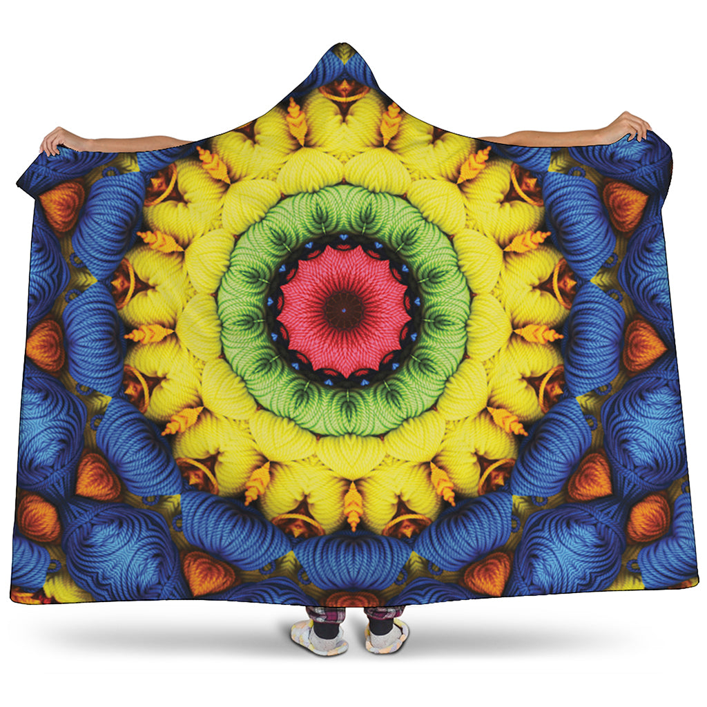Colorful Kaleidoscope Print Hooded Blanket
