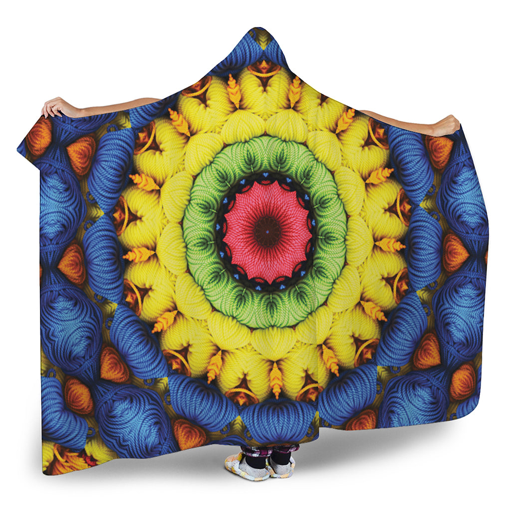 Colorful Kaleidoscope Print Hooded Blanket