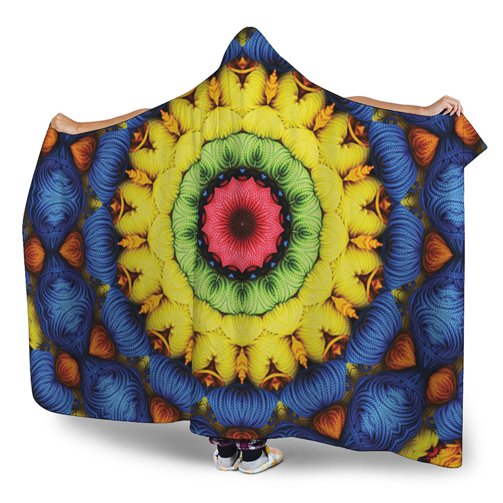 Colorful Kaleidoscope Print Hooded Blanket