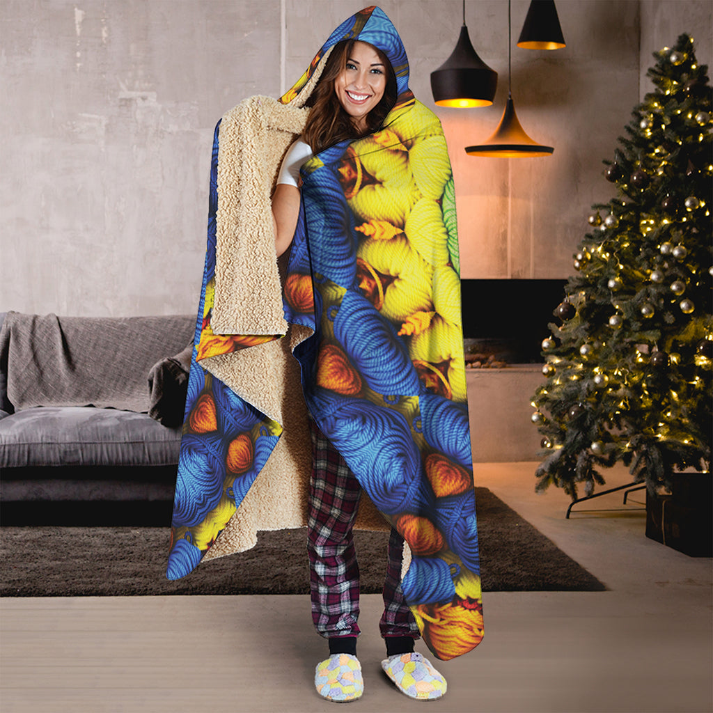 Colorful Kaleidoscope Print Hooded Blanket