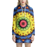 Colorful Kaleidoscope Print Hoodie Dress