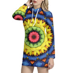 Colorful Kaleidoscope Print Hoodie Dress