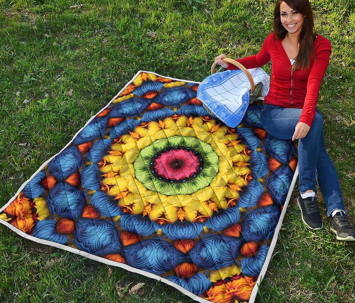 Colorful Kaleidoscope Print Quilt