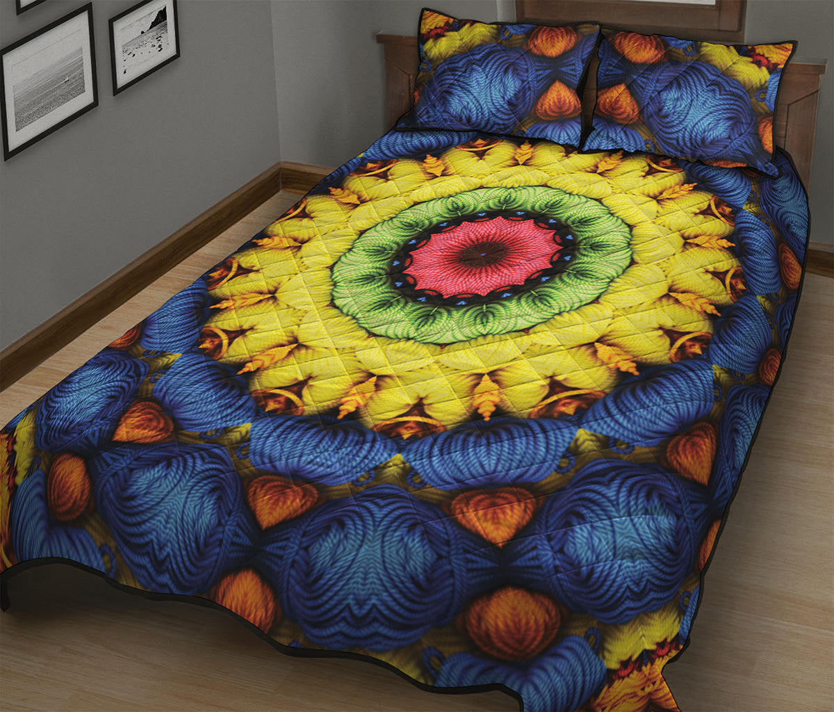 Colorful Kaleidoscope Print Quilt Bed Set