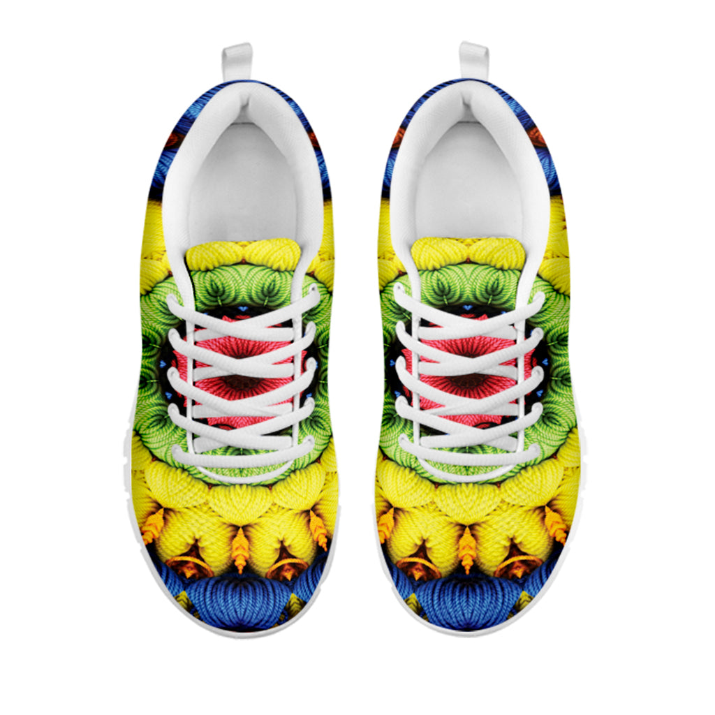 Colorful Kaleidoscope Print White Sneakers