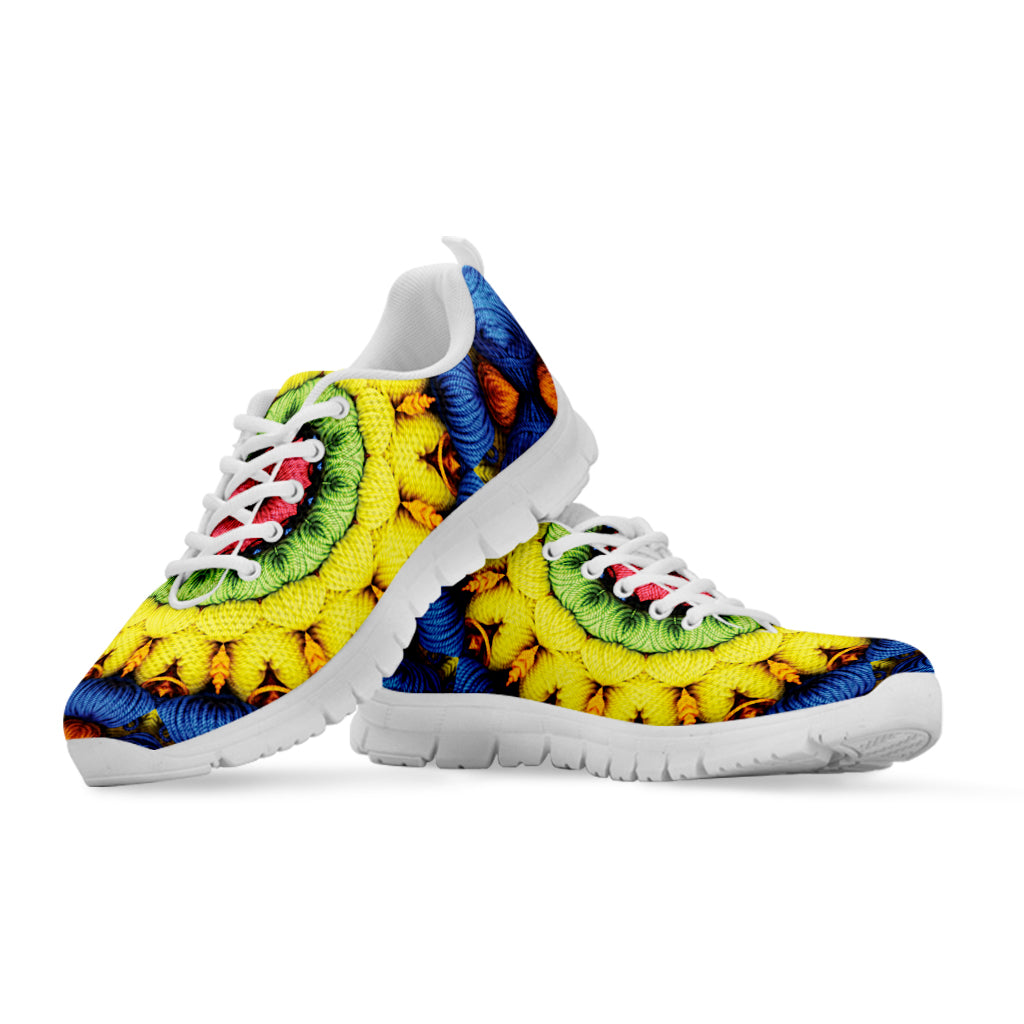 Colorful Kaleidoscope Print White Sneakers