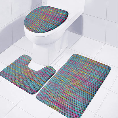 Colorful Knitted Pattern Print 3 Piece Bath Mat Set