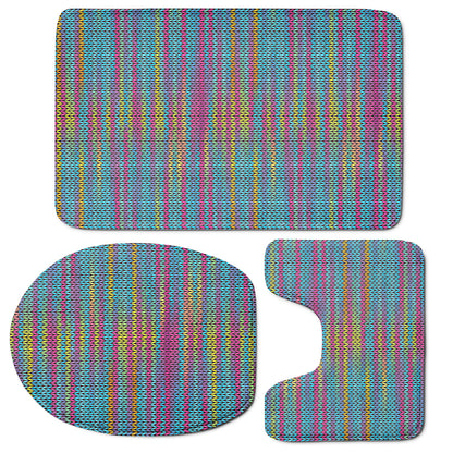 Colorful Knitted Pattern Print 3 Piece Bath Mat Set