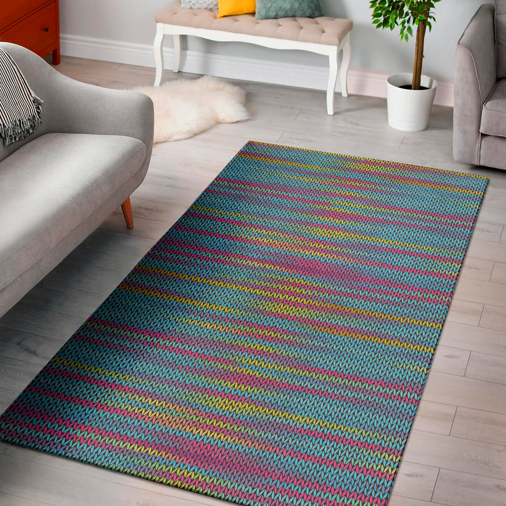 Colorful Knitted Pattern Print Area Rug