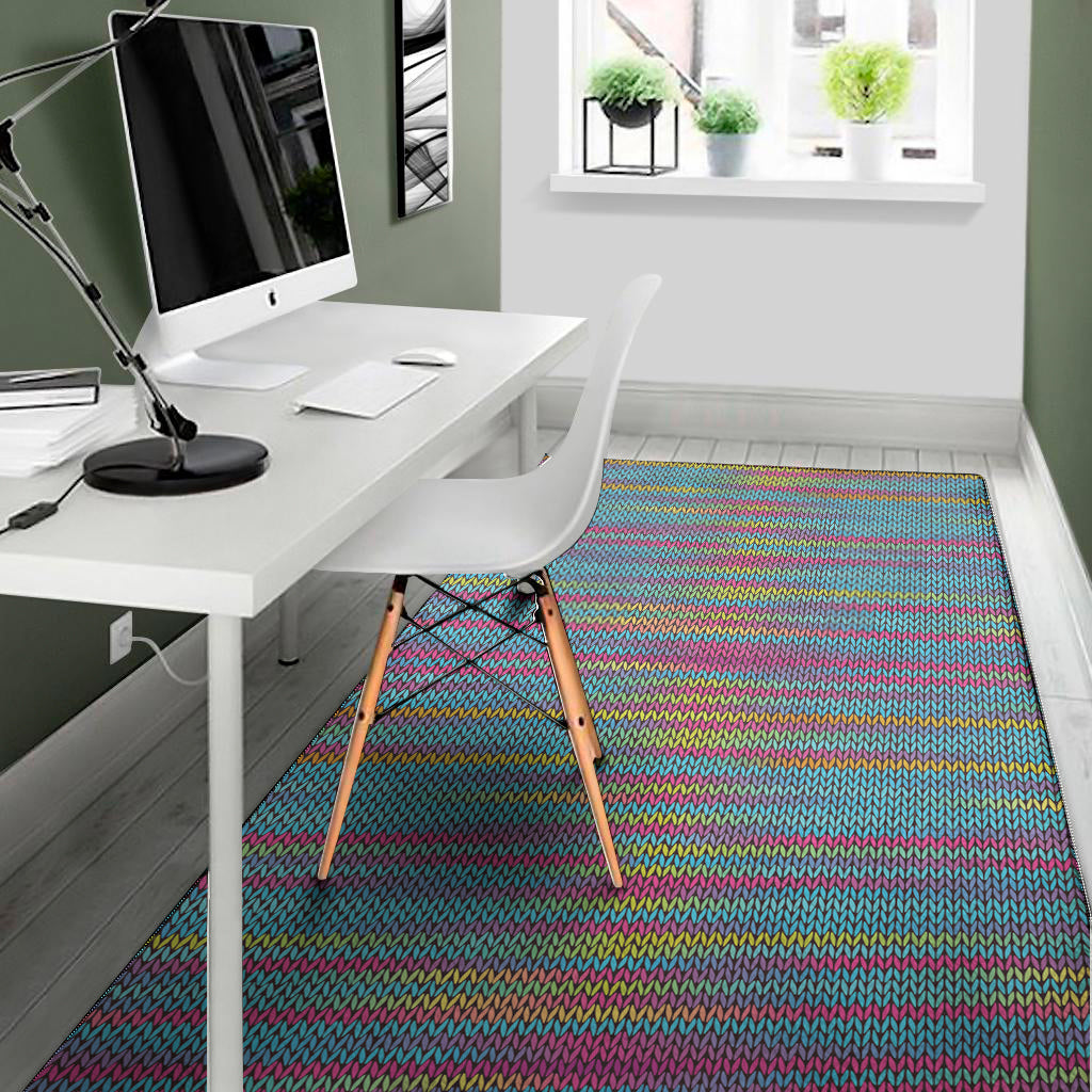 Colorful Knitted Pattern Print Area Rug
