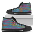 Colorful Knitted Pattern Print Black High Top Sneakers