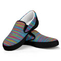 Colorful Knitted Pattern Print Black Slip On Sneakers