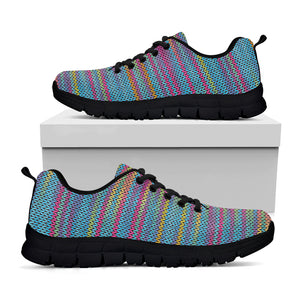 Colorful Knitted Pattern Print Black Sneakers