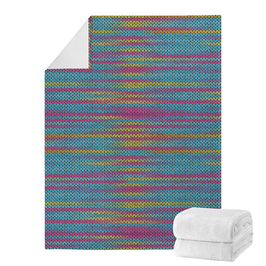 Colorful Knitted Pattern Print Blanket
