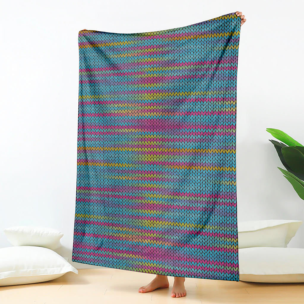Colorful Knitted Pattern Print Blanket