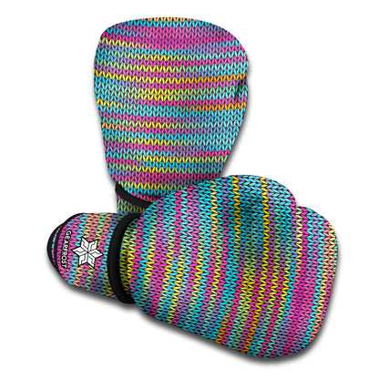 Colorful Knitted Pattern Print Boxing Gloves