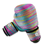 Colorful Knitted Pattern Print Boxing Gloves