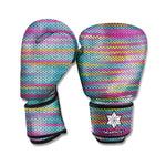 Colorful Knitted Pattern Print Boxing Gloves
